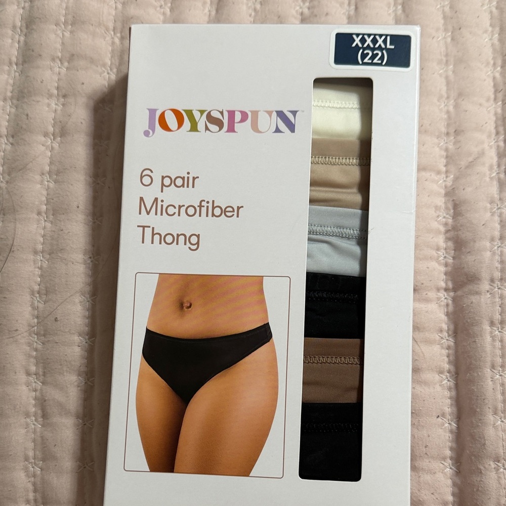 Joyspun Women’s 6-Pack Microfiber Thong - Neutral Mix